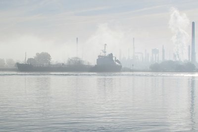 Before the fog lifted completely, I   captured this scene at the Corunna Fuel Dock, across the river from Marysville.