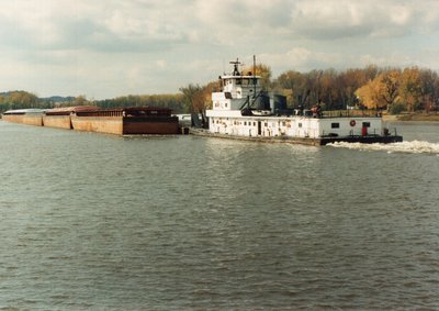 Towboat Floyd H. Blaske and tow at Red Wing, MN. 10/21/88.