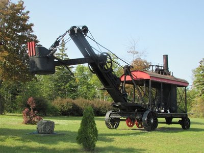 This example of vintage machinery is displayed by the main entrance.