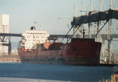 Federal Danube loading at Harvest States Gallery, Superior. 12/11/88.