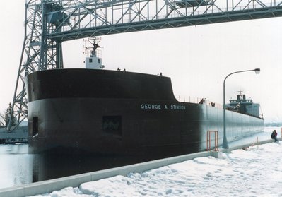 Outbound Duluth from BN #5, Superior. 3/26/89.
