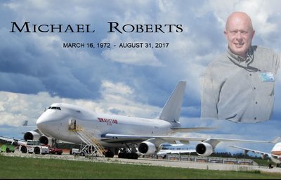 Michael's image superimposed over a plane he loved to work on.  This was part of the visual display in his service.