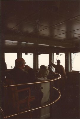 AB Watchman Louie Ploof relieved me on the wheel for my midwatch break. 2nd Mate Ed Knight in front window