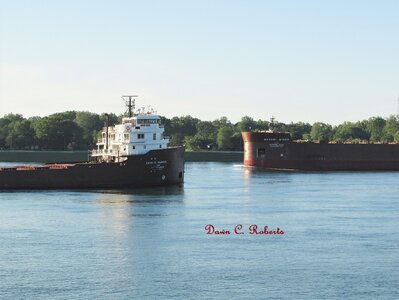 Fleet-mates Mesabi Miner and Kaye E. Barker meeting in Chemical Valley.