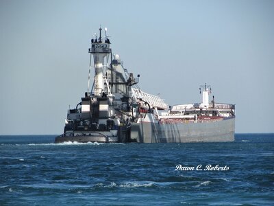 Tug Victory and barge Maumee (SSM) surprised me as I was looking for ships coming off Lake Huron.
