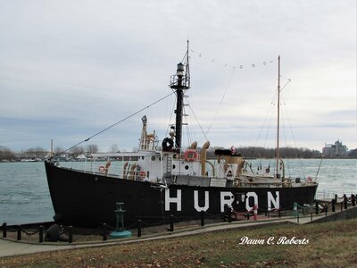 Huron Lightship festively decked out for the season.