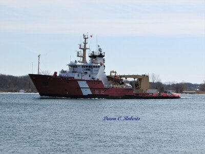 CCG Samuel Risley passing Marysville, up-bound to Lake Huron.  No ice to break on the St. Clair River today!