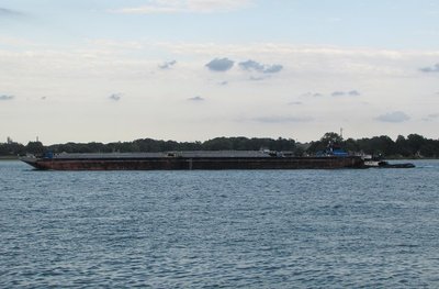 Storm clouds were gathering as Spartan and barge Spartan II passed, on their way to Ludington.