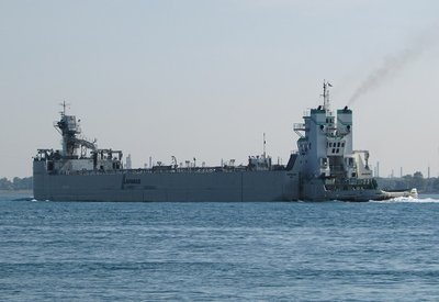 Tug Samuel deChamplain and barge Innovation were moving up river to Alpena.