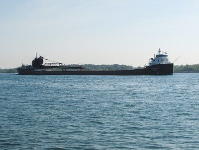 Before the day heated up, Kaye E. Barker, carrying taconite from Marquette, sailed past on her way to the AK Rouge plant.