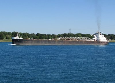 Sam Laud pushing the water, up-bound to Marquette.