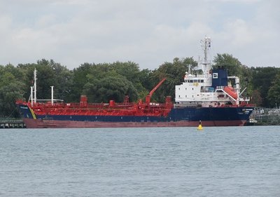 Tanker Esta Desgagnes moored at the Corunna fuel dock.