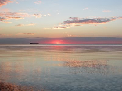 What a way to start the day!  American Century as seen from Lakeport State Park, at sunrise.  She was carrying coal to the St. Clair Power Plant