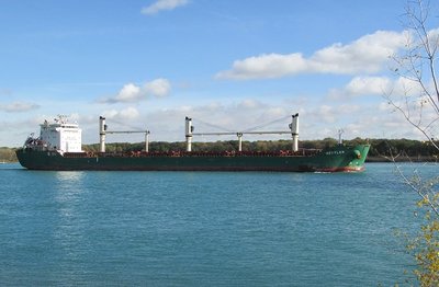 The saltie Mottler spent time at anchor in lower Lake Huron before resuming her trip to Montreal and beyond.
