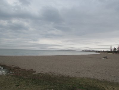Beach, Lake Huron, and Calcite to the right.  Rain clouds were moving in on strong, chilly winds.