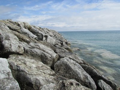 Large rock break wall.