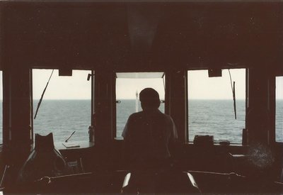 My forward view..3rd Mate Paul Halverson in the window
