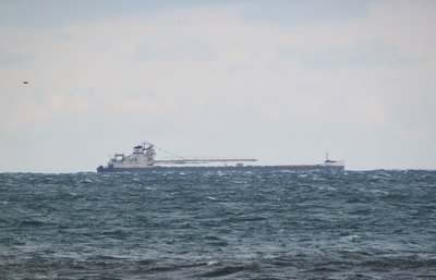 Calumet plowing her way through the waves, down-bound to Cleveland.