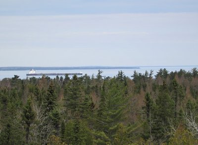 Destination Ashtabula. Taken from a scenic overlook on US #23.  At the Cheboygan City Park, you can see the Mack Bridge and Grand Hotel on Mackinaw Island -- at a distance!