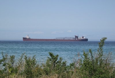 Lee A Tregurtha arriving to find the dock occupied and her fleet-mate at anchor.