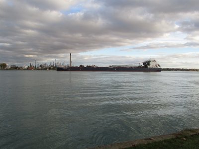 Algoma Sault slowing before pulling into the Shell fuel dock, ahead of Mary E. Hannah.