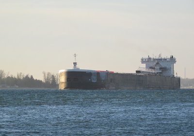 Walter J. McCarthy (Duluth) easing over to the Corunna Shell Dock for a fill-up.  Note the remaining "ice curtains" on the bow from her down-bound trip across Lake Superior.