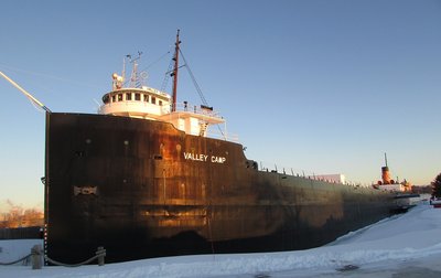 The imposing Museum ship Valley Camp, a popular summertime attraction at the Soo.