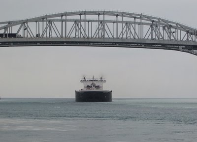 The impressive thousand footer American Century coming off Lake Huron.