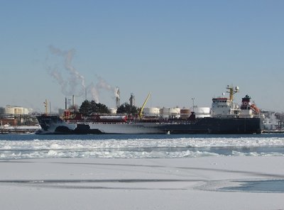 Algocanada wearing an icy coat.  CCG Samuel Risley broke ice for her before I got there.