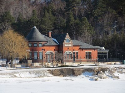 Former Canadian Pacific rail station now a restaurant over looking Lake Huron. It was moved approximately 800 feet in 2013 to it's new location. The last train pulled away from its passenger platform in April 1988.