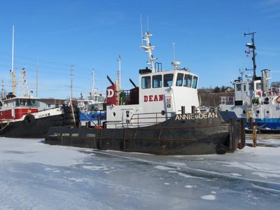 Tug Annie M Dean wintering in Goderich.