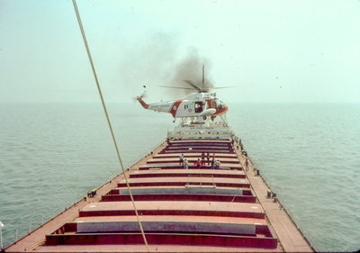 Crewman fell into cargo hold Lake Erie 1981_edited.jpg (240.82 KiB) Viewed 4940 times The Chopper lowing the stretcher into the cargo hold.