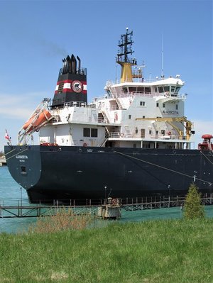 Stern view of tanker Algoscotia.