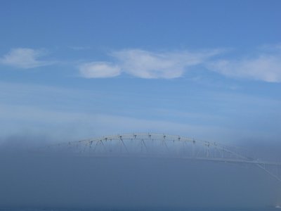 The middle of the afternoon (14:30) and this was the view of the Bluewater Bridges from south of the Huron Lightship.