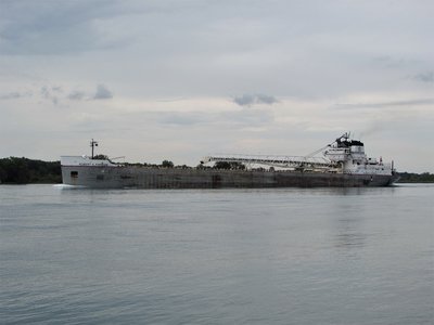 Robert S. Pierson, up-bound at Stag Island, went to anchor at Sarnia.