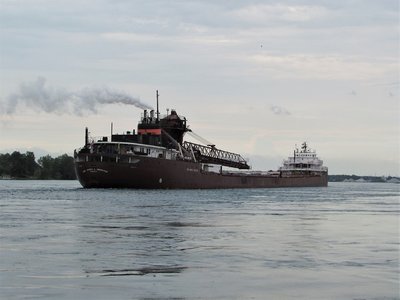 The Honorable James L. Oberstar navigating the twisting contours of the St. Clair River. Captain Ruch didn't disappoint those watching as he sounded several salutes along the way!