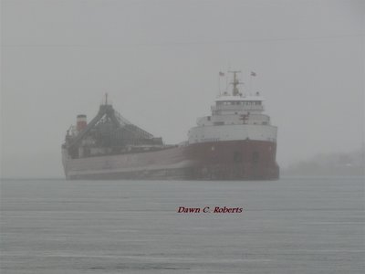 Still foggy in late afternoon when Tadoussac left the Sarnia slip and headed for Bowmanville.