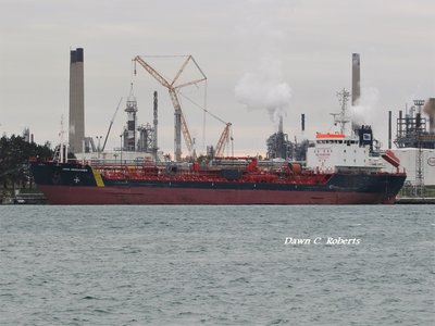 Tanker Jana Desgagnes at the upper Sarnia Fuel Dock. Later, she moved to the Sarnia Anchorage.