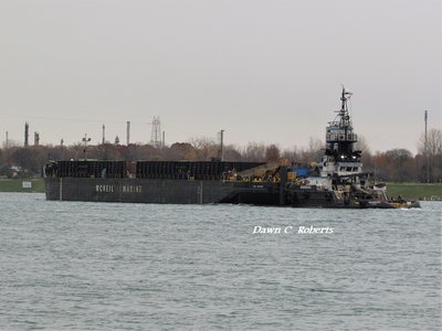 Sharon M 1 and McKeil barge moving up river to the Soo.