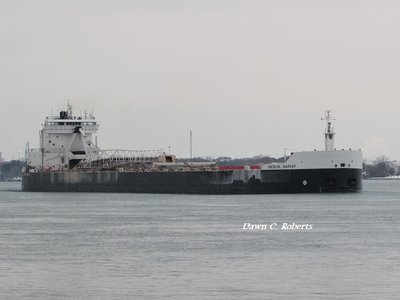 American Mariner (Ashtabula) is the first ship I've seen with ice on the hull, since spring thaw.