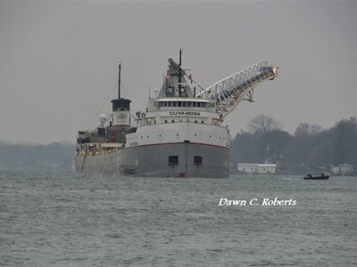 As I watched, she turned, faced up-bound, and extended her boom at the Marine City aggregates facility.