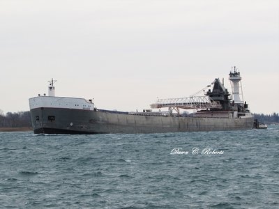 Barge Maumee and tug Victory (Soo) above Stag Island.