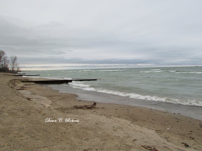 Lake Huron beach erosion, before the wind and snow storm covered it.