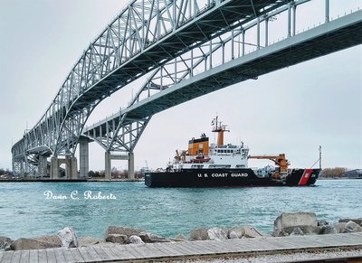USCG buoy tender Hollyhock (based at Port Huron, MI) coming off Lake Huron.