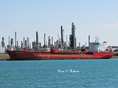 Tanker Adfines Sun at the lower Sarnia Fuel Dock.