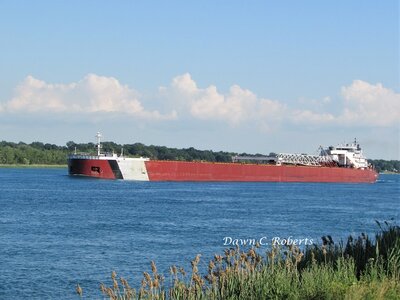 Tug/barge Presque Isle (Two Harbors) off Stag Island. The overall length of this vessel is 1,000 ft.