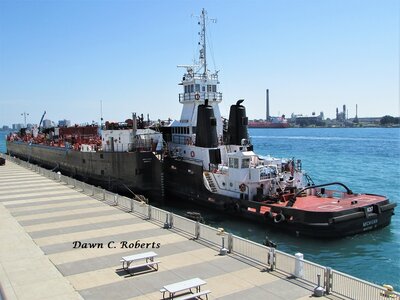 Tug Michigan and tanker barge Great Lakes at the former Bean Dock south of Port Huron.