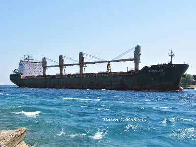 Saltie Whistler (Ghent Belgium) about to enter the St. Clair River at Port Huron.