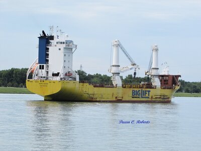 Saltie Happy Rover down-bound after delivering windmill blades.