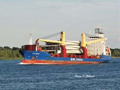 Saltie Gdansk (destination uncertain) ferrying one of many cargoes of wind turbine blades up the St. Clair River, the last few months.